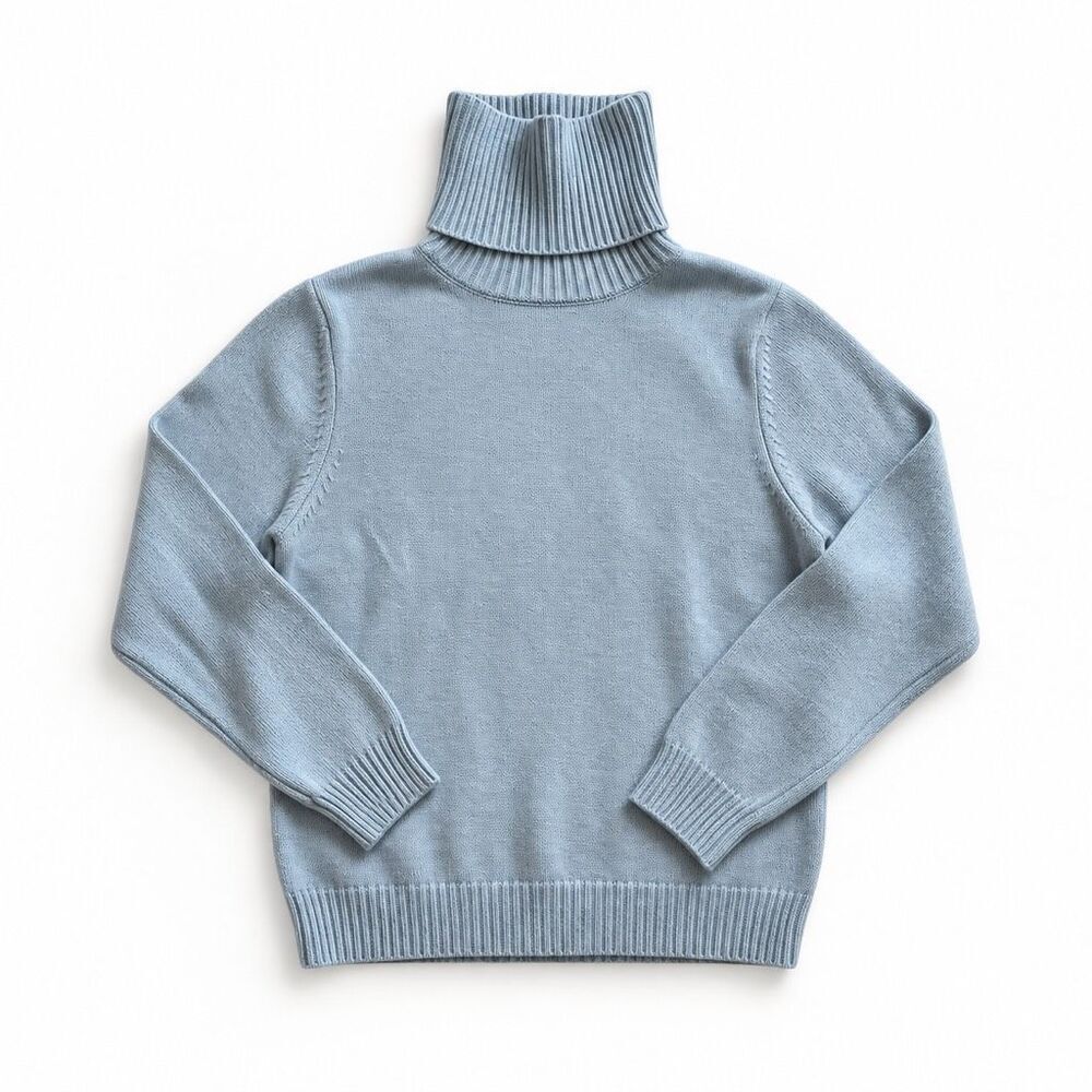 Vintage Benetton 100% Virgin Wool Blue Turtleneck Sweater M  Sweaters B-10